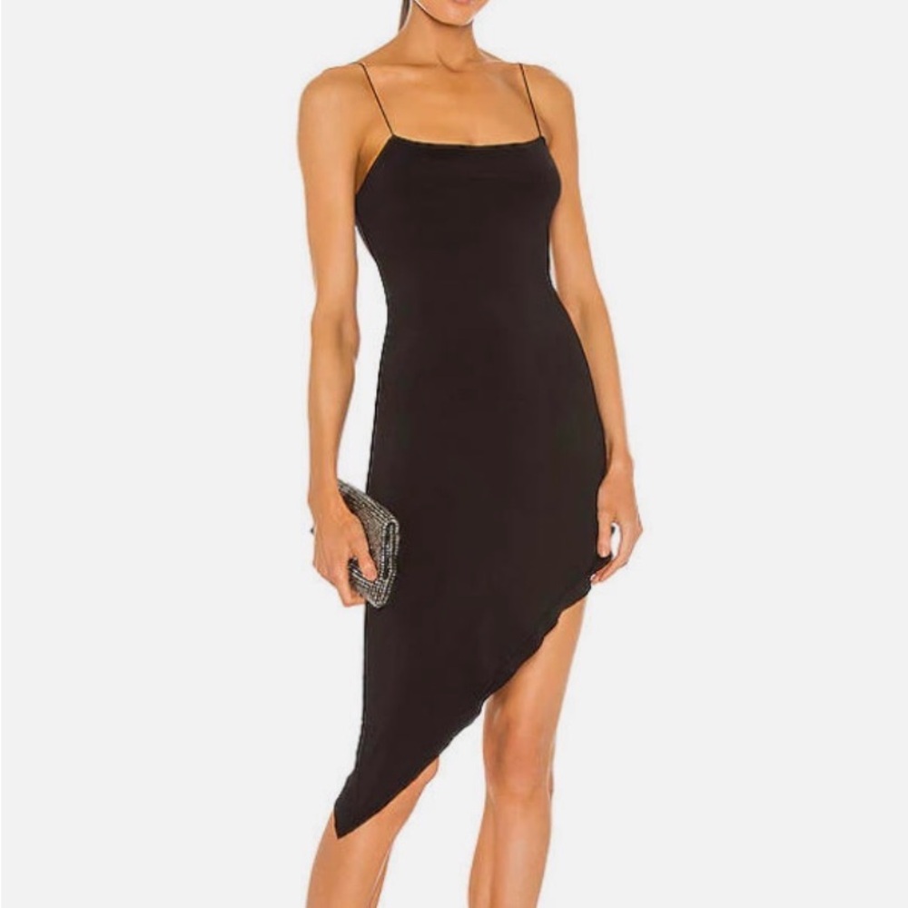 MAJORELLE black asymmetric marcie dress